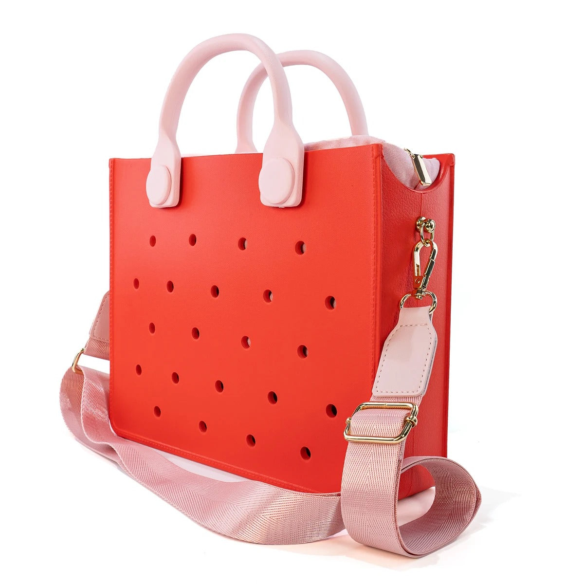 Ninabagfashion borsa gomma EVA rossa con sacca interna di cotone rossa