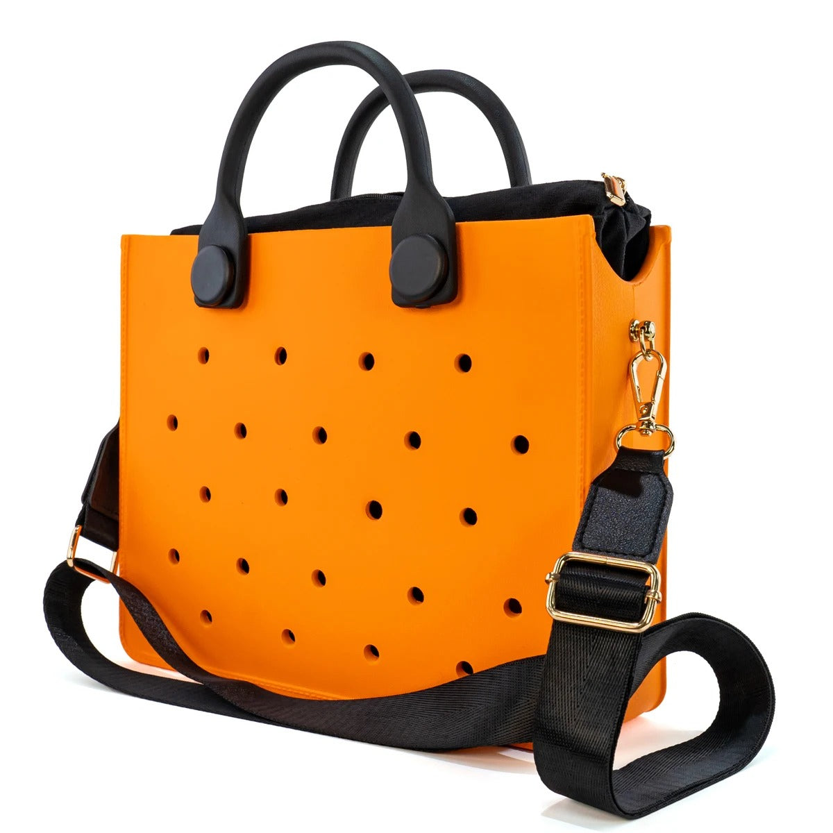 Ninabagfashion borsa in gomma EVA arancione con sacca interna con zip nera